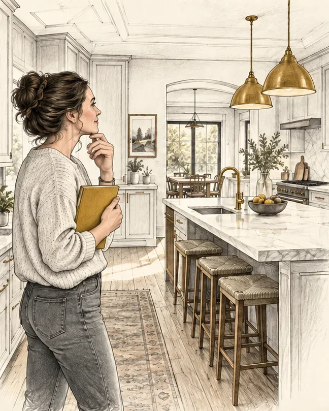 A homeowner considers which parts of her kitchen belong in the renovation project.